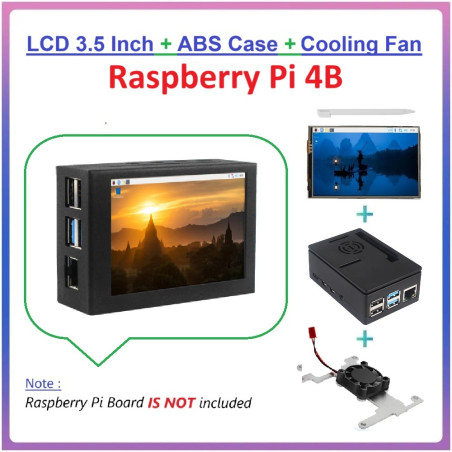 Raspberry Pi 4 LCD 3.5 Inch Touch Display with ABS Case  Cooling Fan Kit